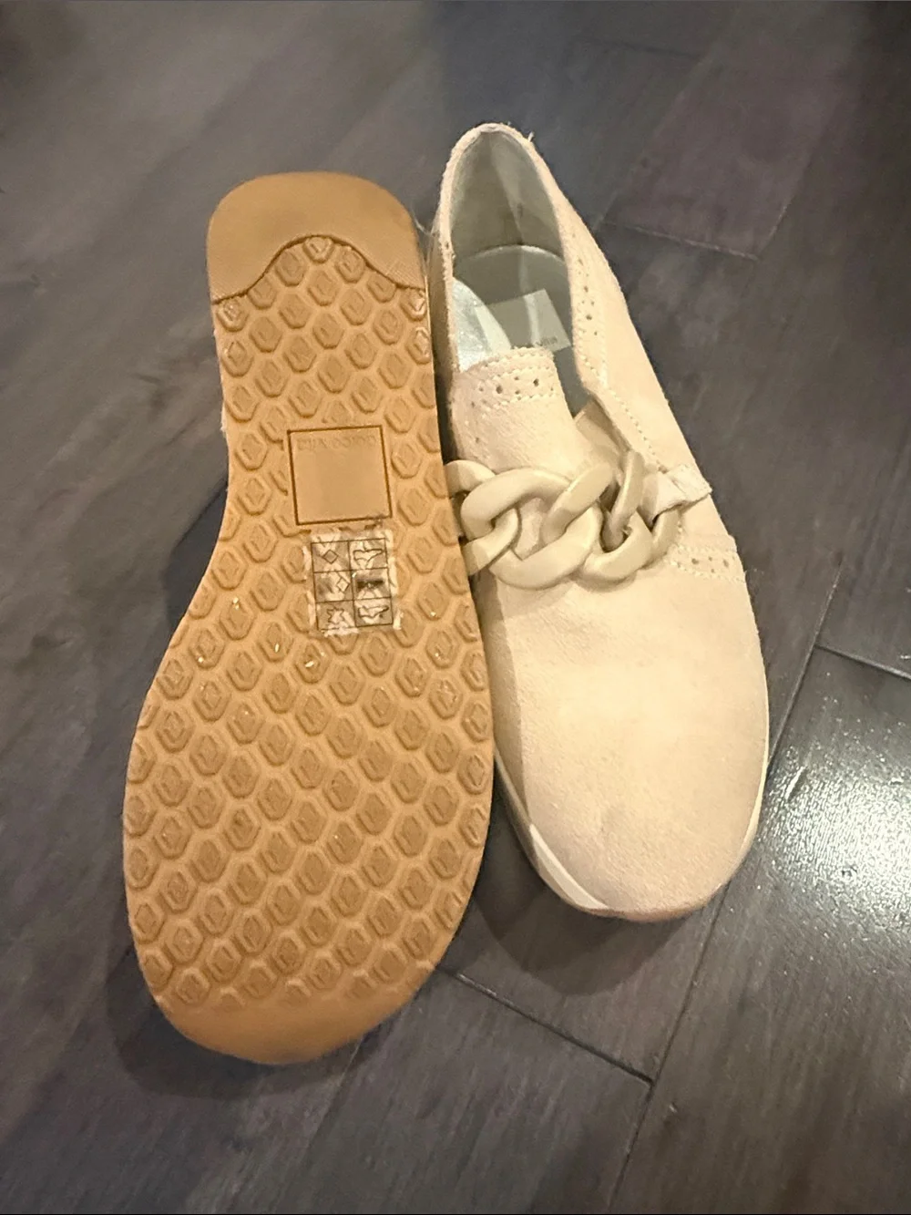 Women’s Dolce Vita Slip-On Platform Loafers in Light Beige, Size 7.5